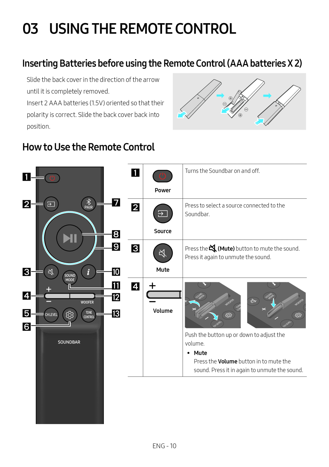 03 USING THE REMOTE CONTROL Standard HW-B67C