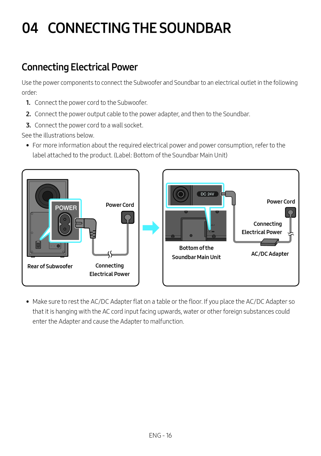 Connecting Electrical Power Standard HW-B67C