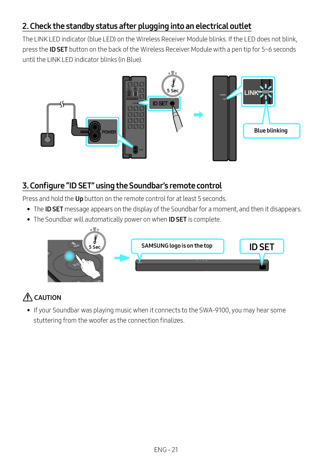 2. Check the standby status after plugging into an electrical outlet Standard HW-B57C