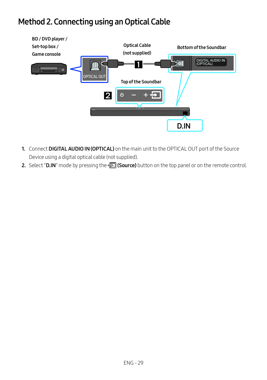 Method 2. Connecting using an Optical Cable