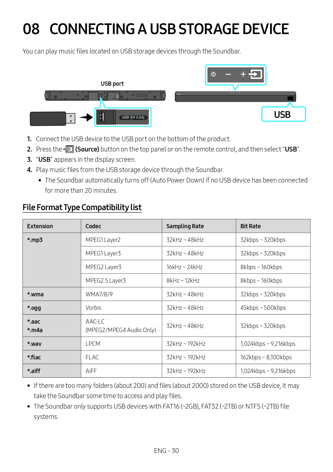 08 CONNECTING A USB STORAGE DEVICE Standard HW-B57C