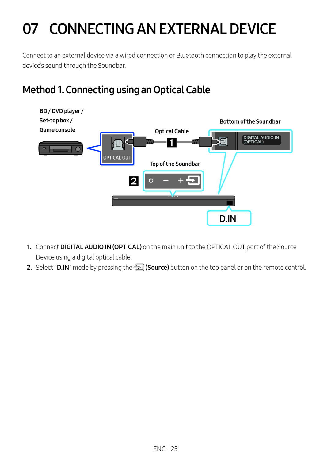 07 CONNECTING AN EXTERNAL DEVICE Standard HW-B550