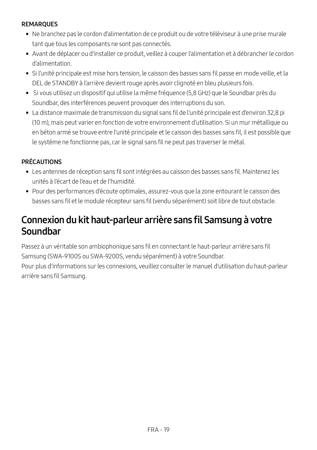 Connexion du kit haut-parleurarrière sans fil Samsung à votre Soundbar Standard HW-B53C