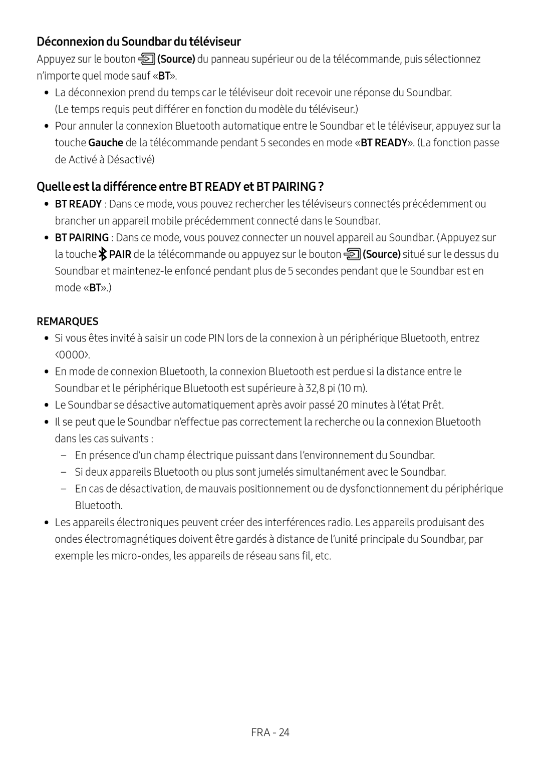 Quelle est la différence entre BT READY et BT PAIRING Standard HW-B53C