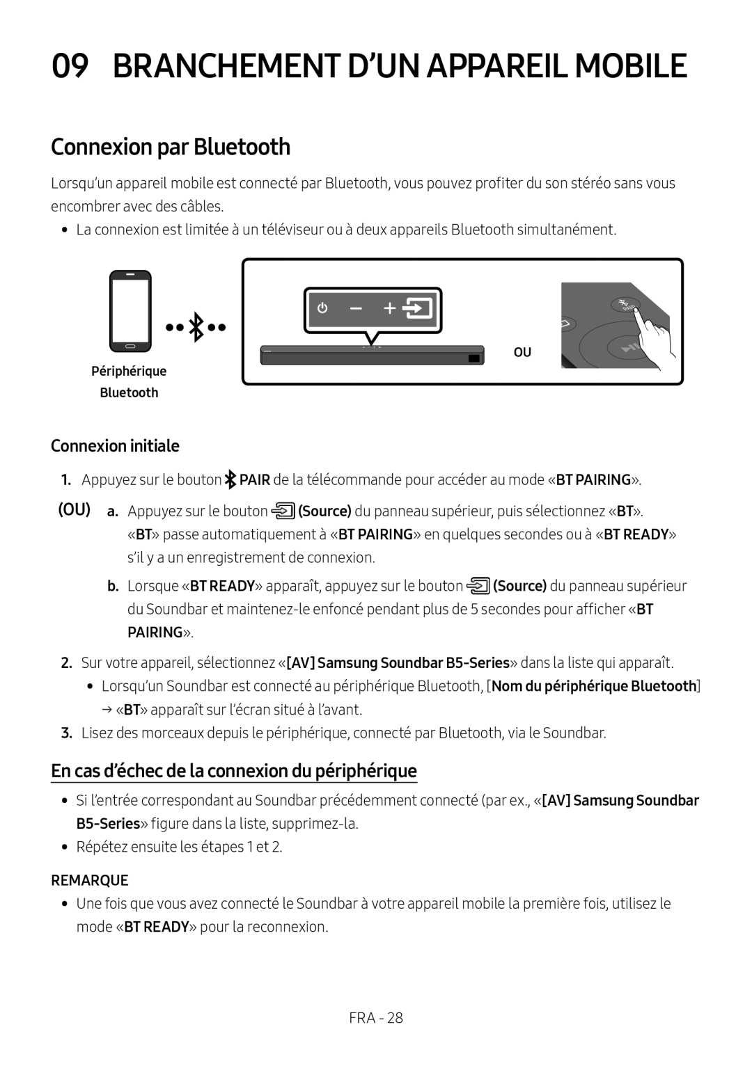 En cas d’échec de la connexion du périphérique 09 BRANCHEMENT D’UN APPAREIL MOBILE