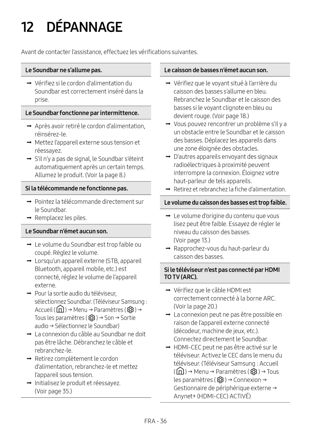 12 DÉPANNAGE Standard HW-B53C