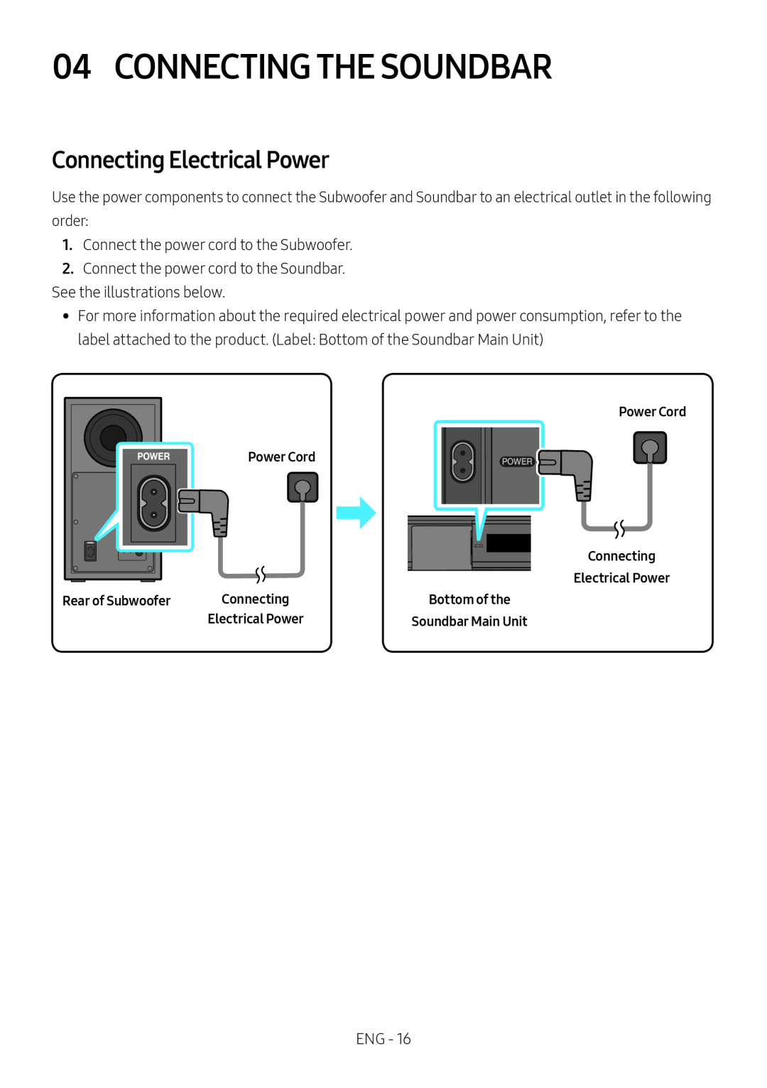 Connecting Electrical Power Standard HW-B43M