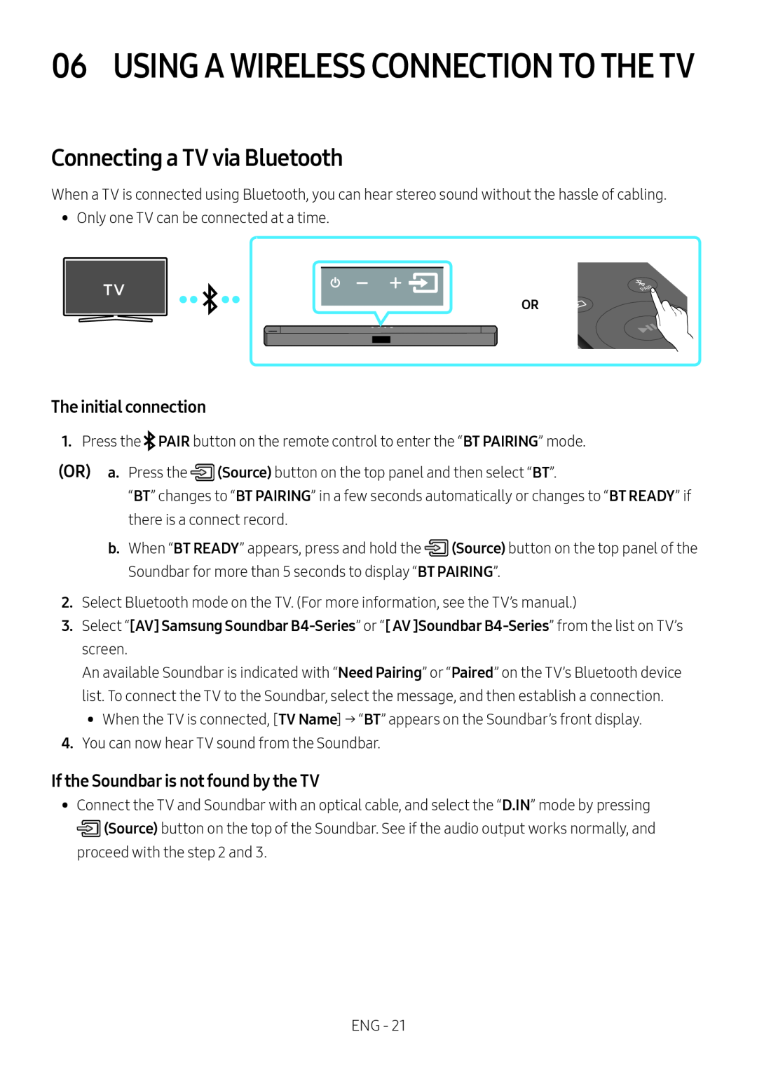 If the Soundbar is not found by the TV Standard HW-B43M