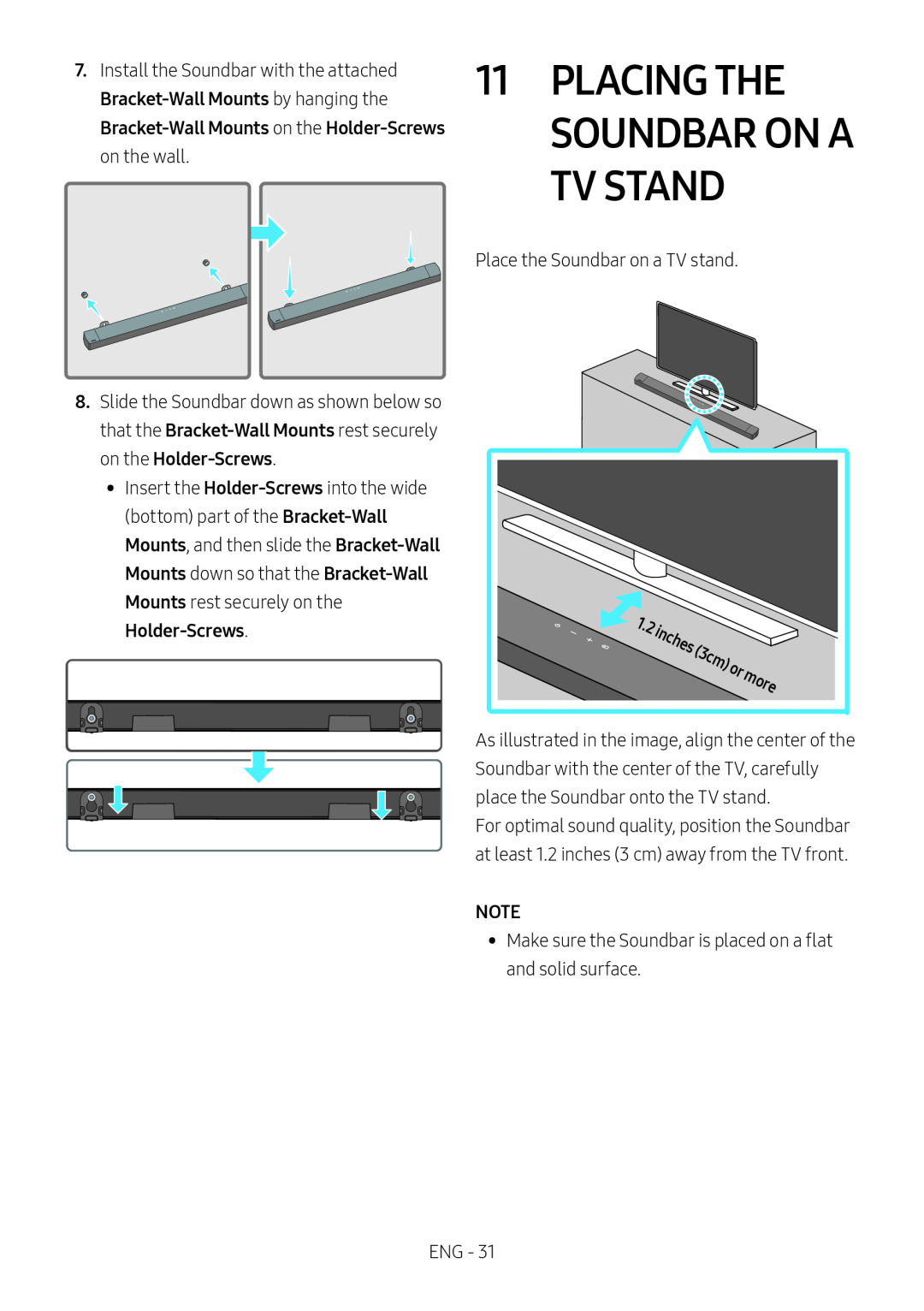 11PLACING THE SOUNDBAR ON A TV STAND