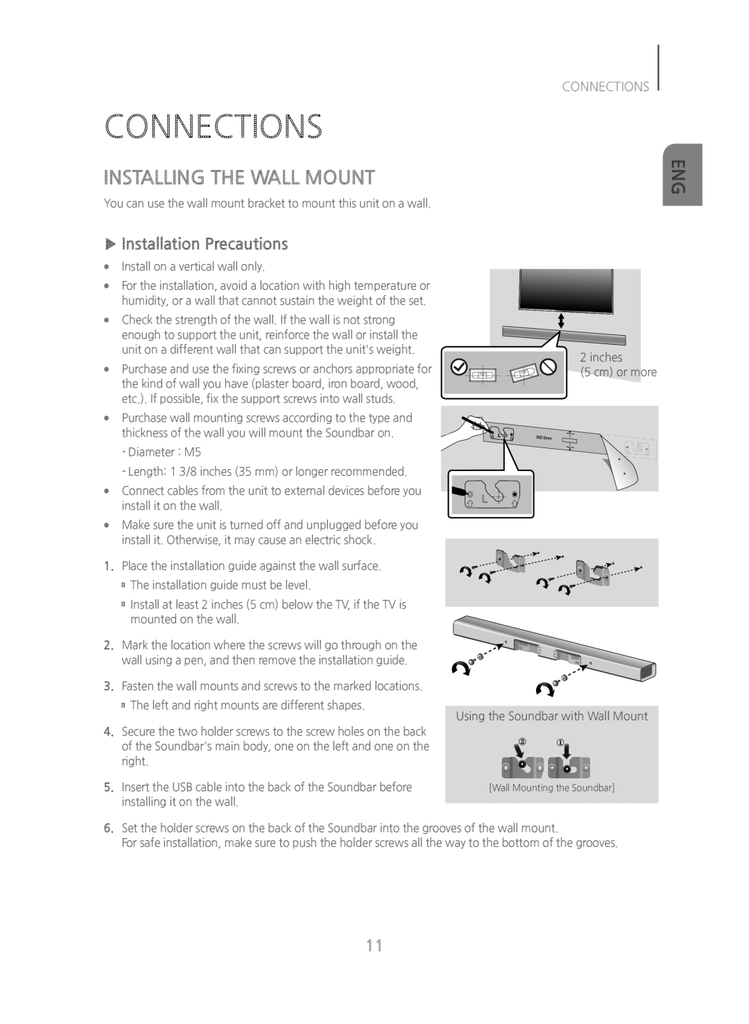 INSTALLING THE WALL MOUNT Standard HW-JM35