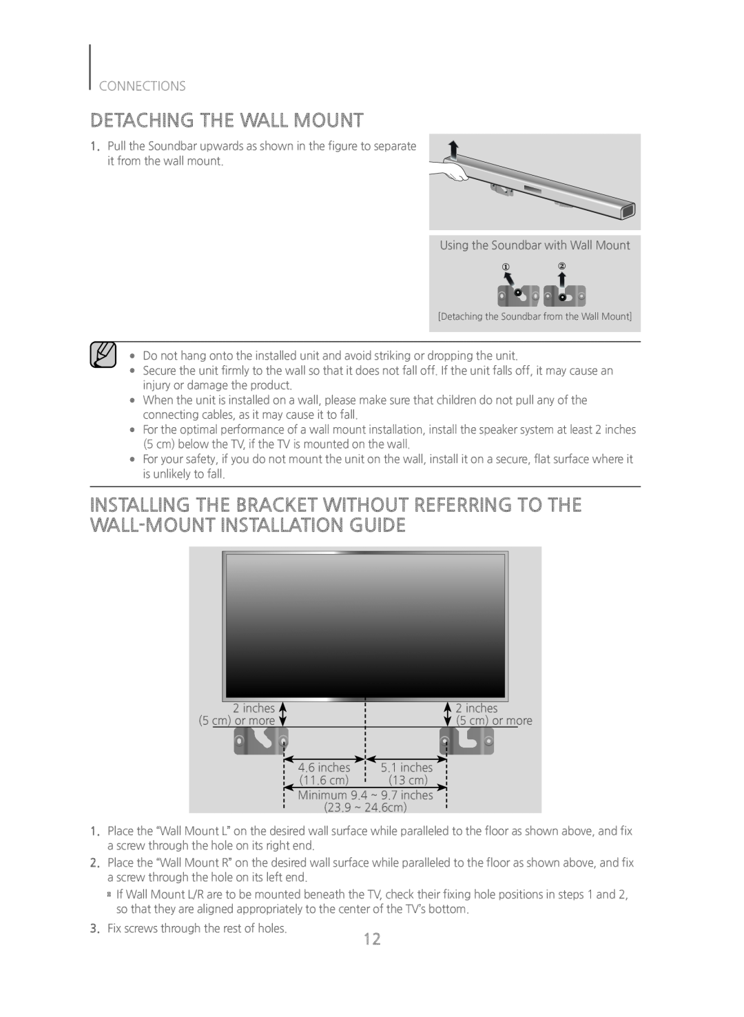 INSTALLING THE BRACKET WITHOUT REFERRING TO THE WALL-MOUNTINSTALLATION GUIDE Standard HW-JM35