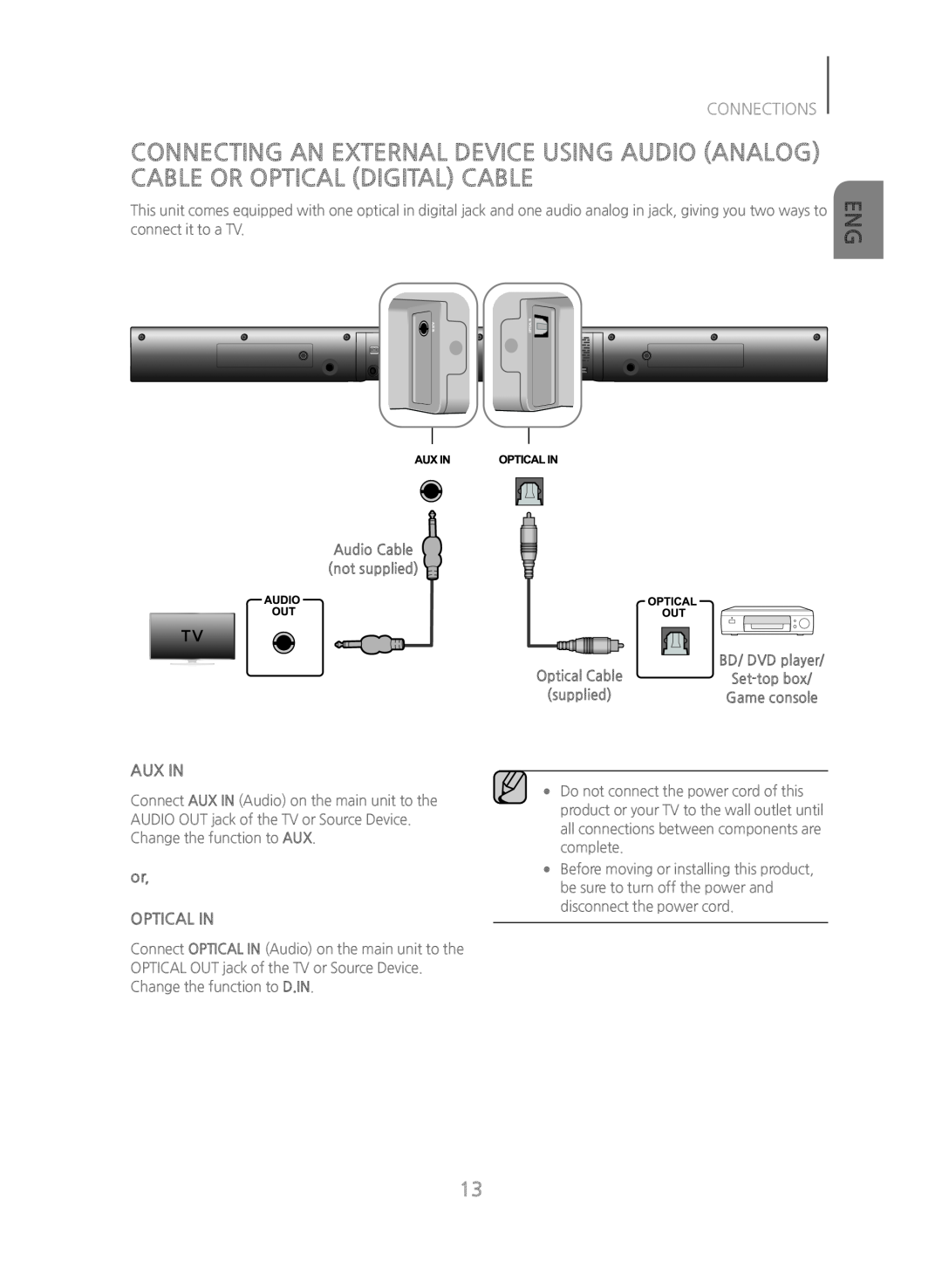 AUX IN Standard HW-JM35