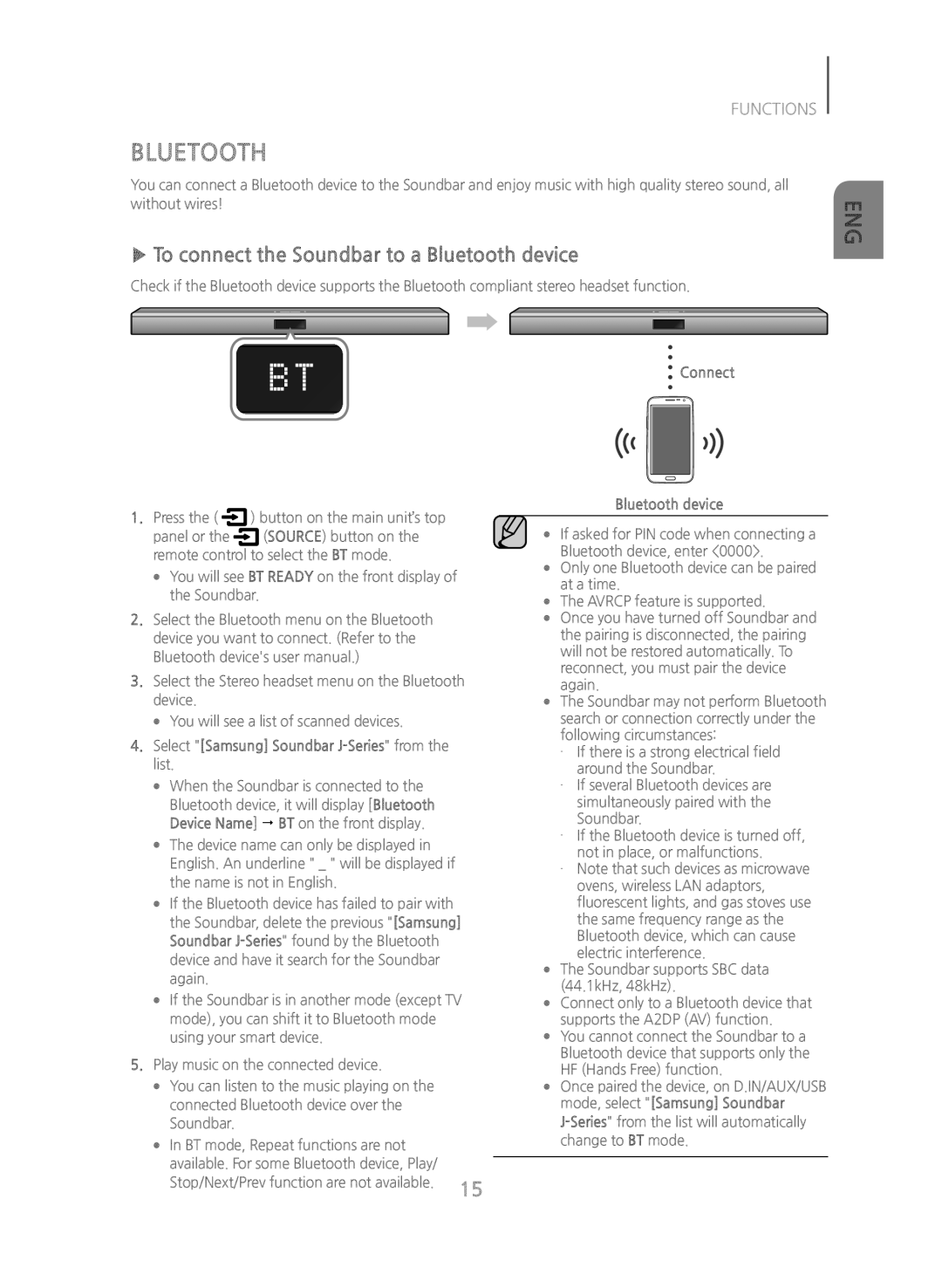 ▶▶To connect the Soundbar to a Bluetooth device Standard HW-JM35