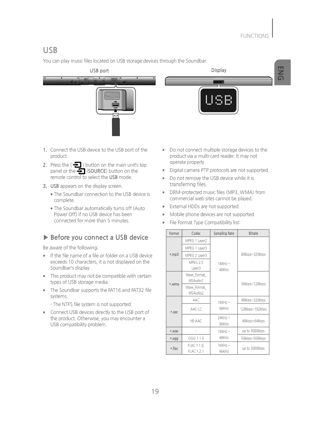 transferring files ▶▶Before you connect a USB device