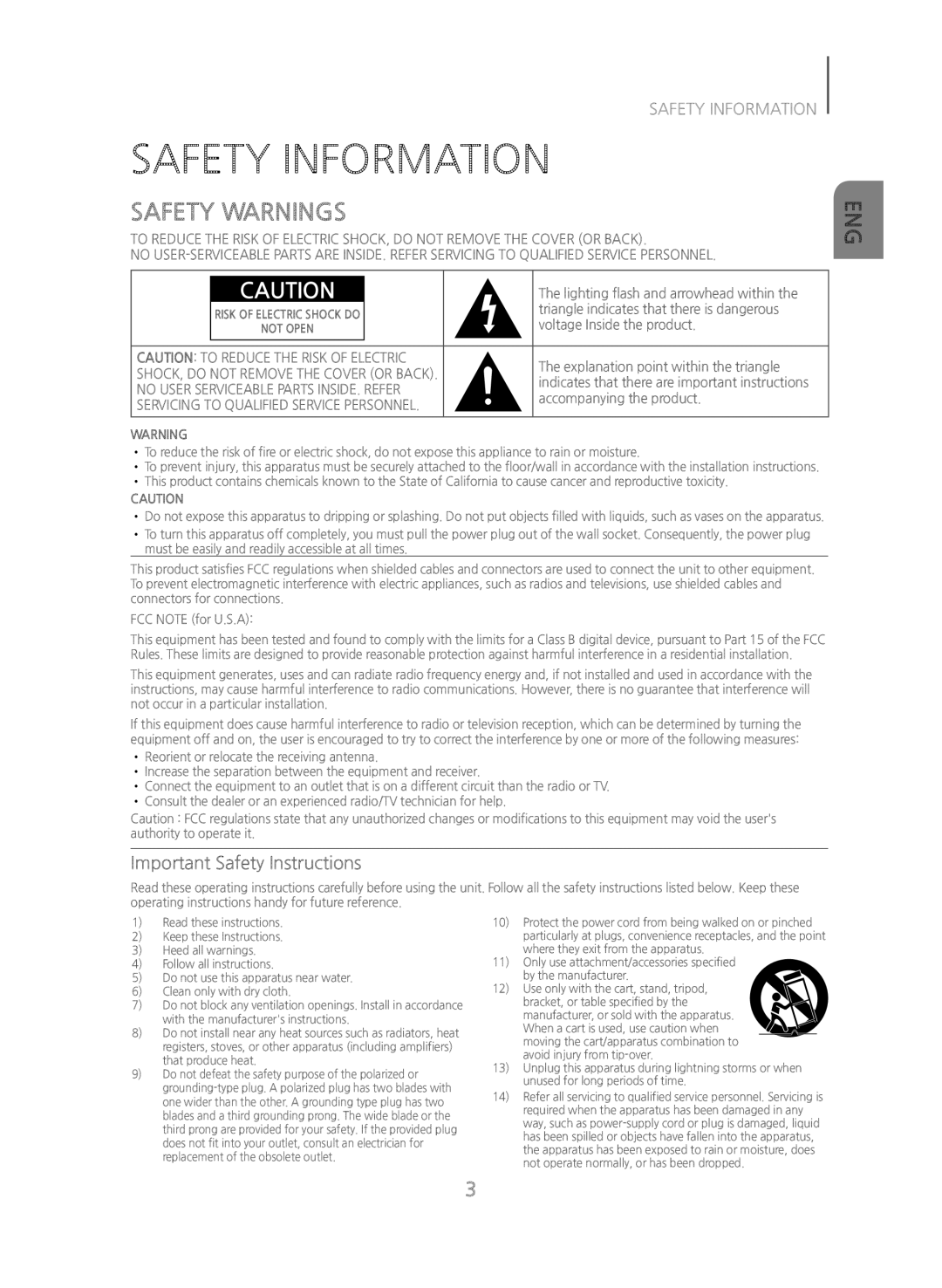SAFETY INFORMATION Standard HW-JM35
