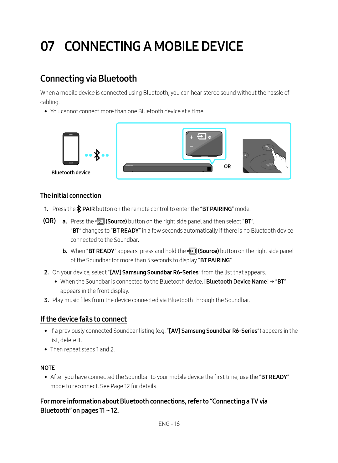 Connecting via Bluetooth Standard HW-R650