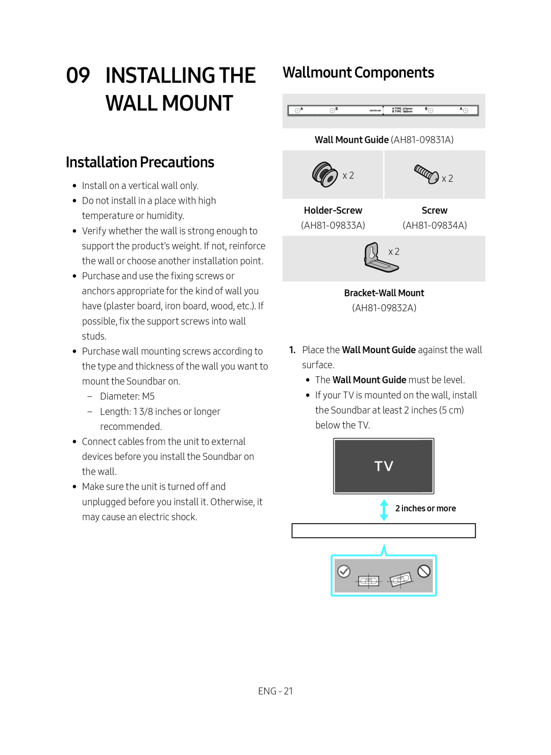 Installation Precautions Standard HW-R650