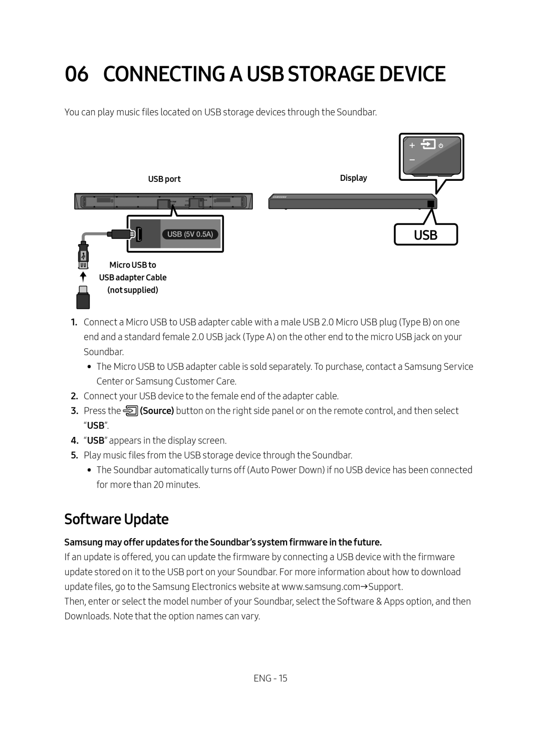 Software Update 06 CONNECTING A USB STORAGE DEVICE