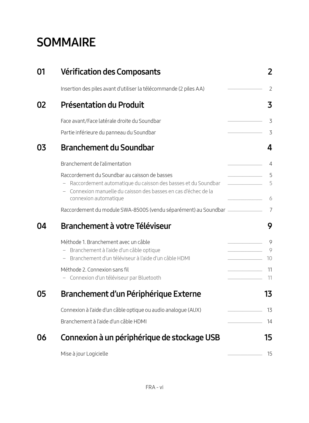 Connexion à un périphérique de stockage USB Vérification des Composants