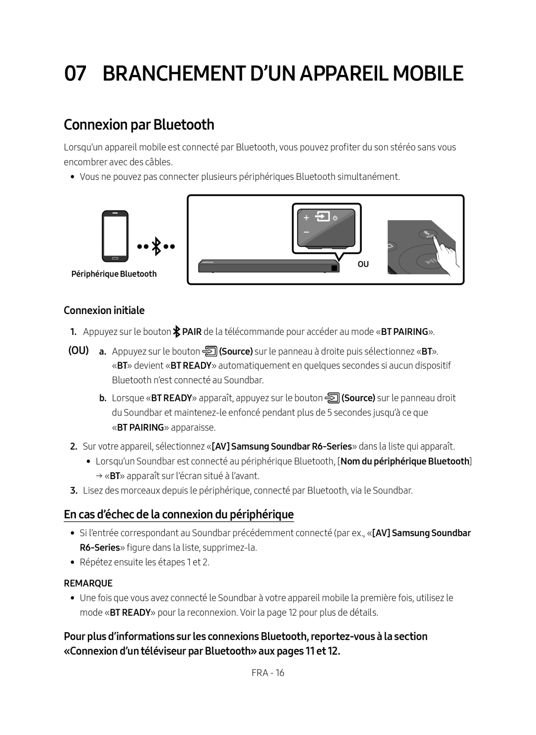 En cas d’échec de la connexion du périphérique Standard HW-R650