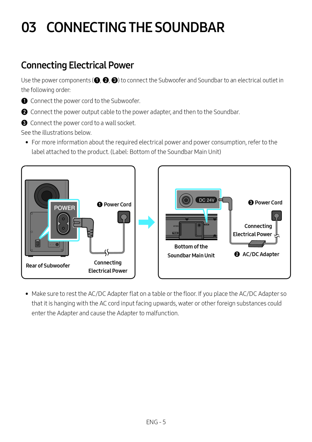 Connecting Electrical Power Standard HW-R60C