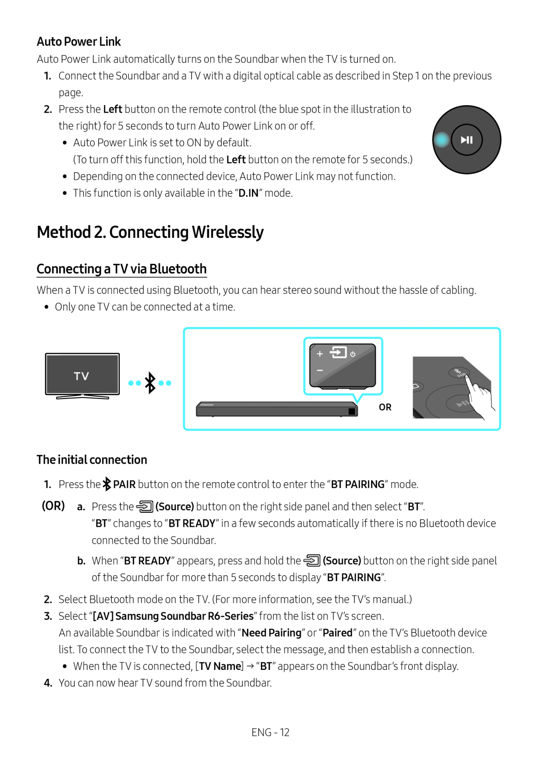 Connecting a TV via Bluetooth Standard HW-R60C