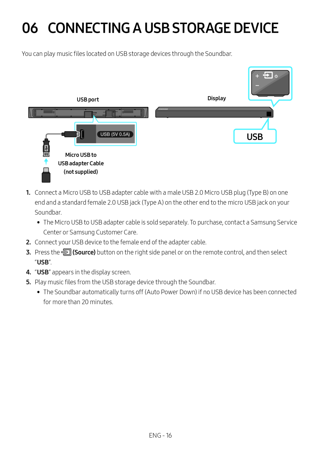 06 CONNECTING A USB STORAGE DEVICE Standard HW-R60C