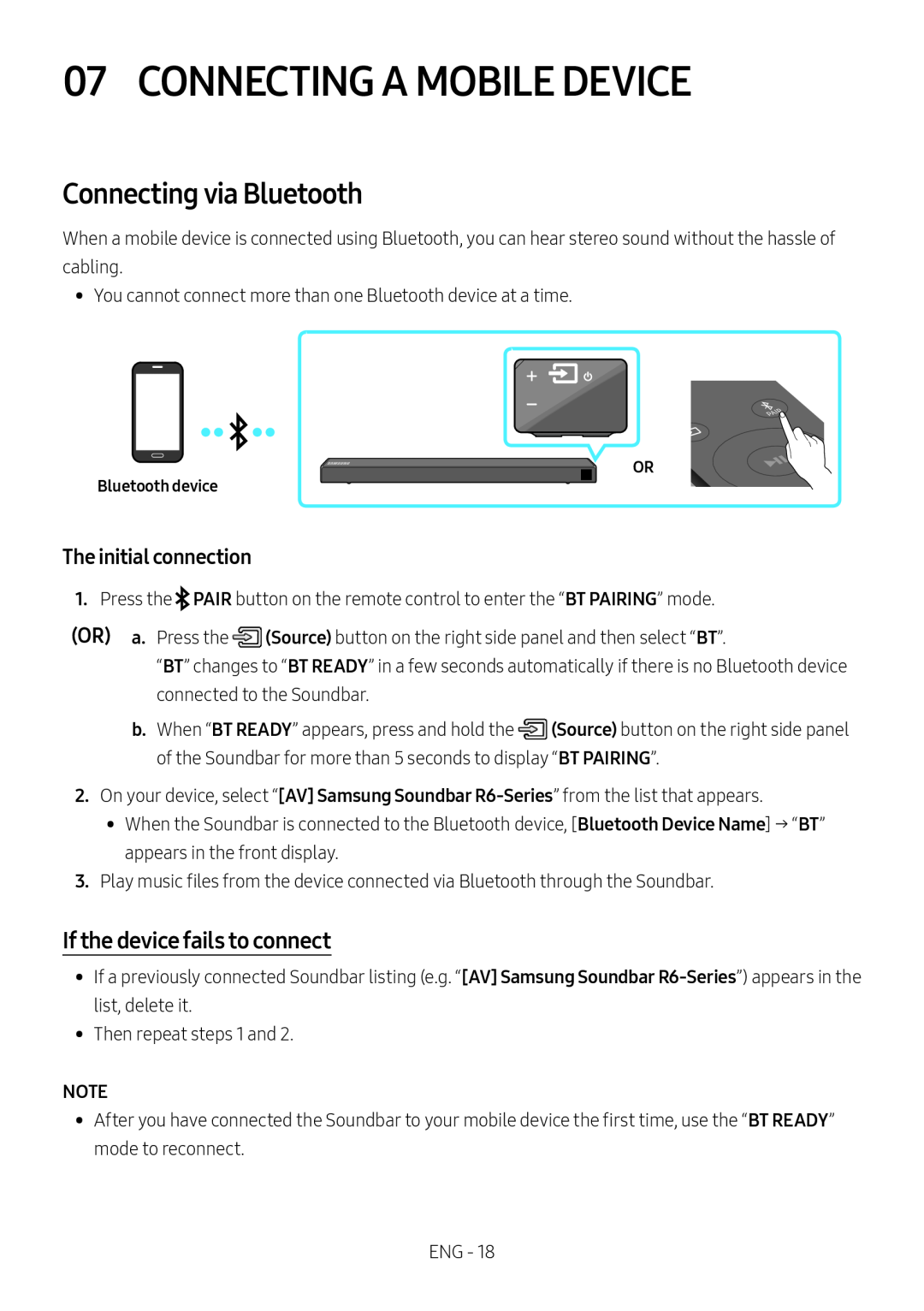 Connecting via Bluetooth Standard HW-R60C