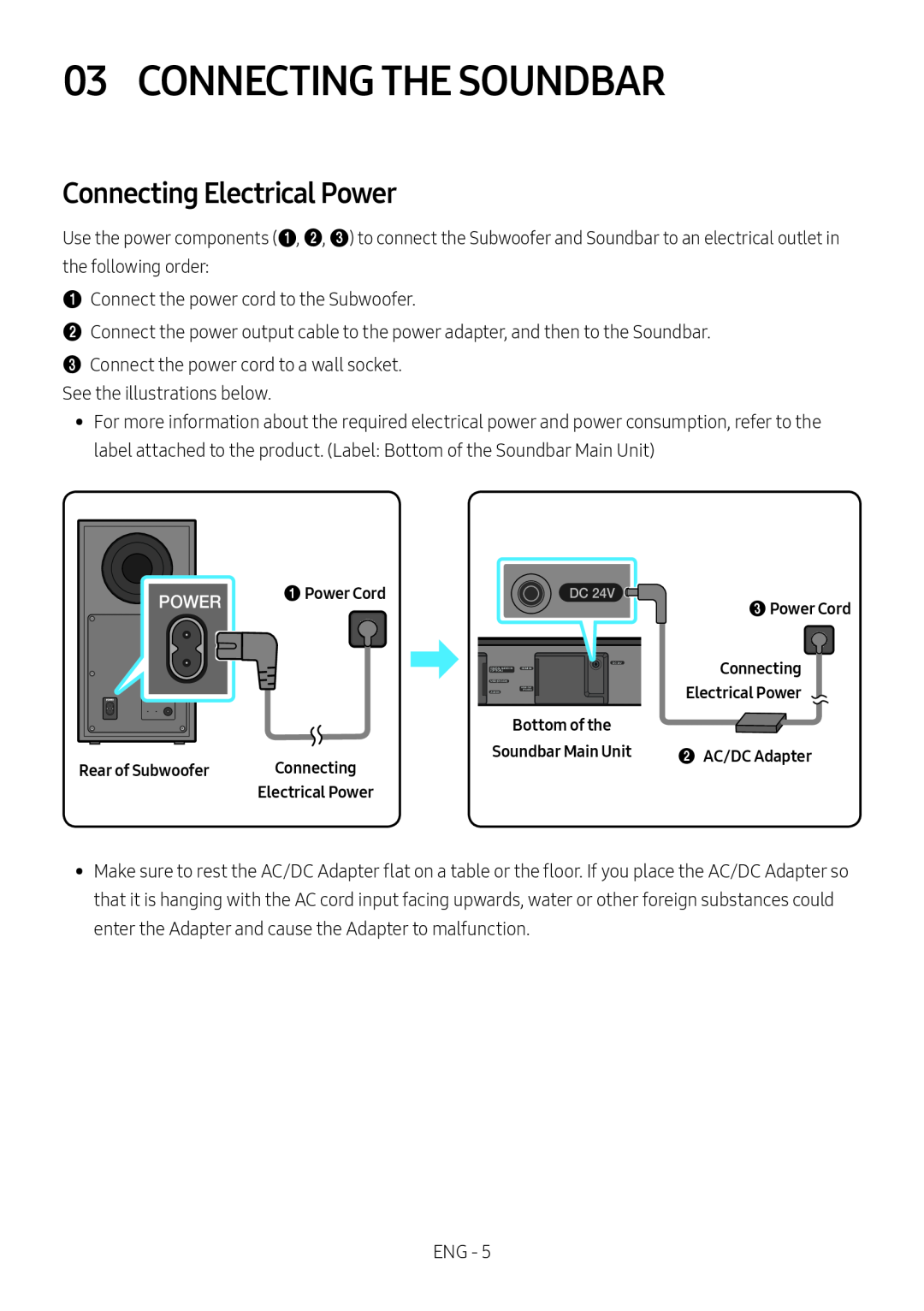 Connecting Electrical Power Standard HW-R550