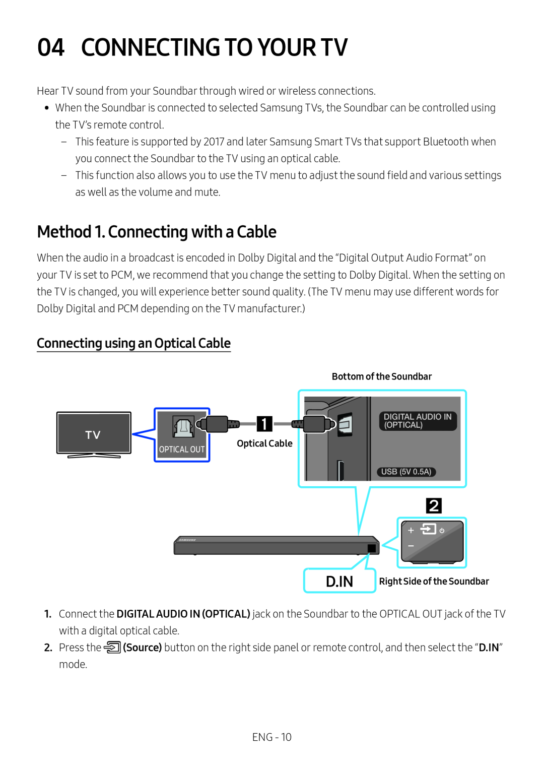 Method 1. Connecting with a Cable Standard HW-R550