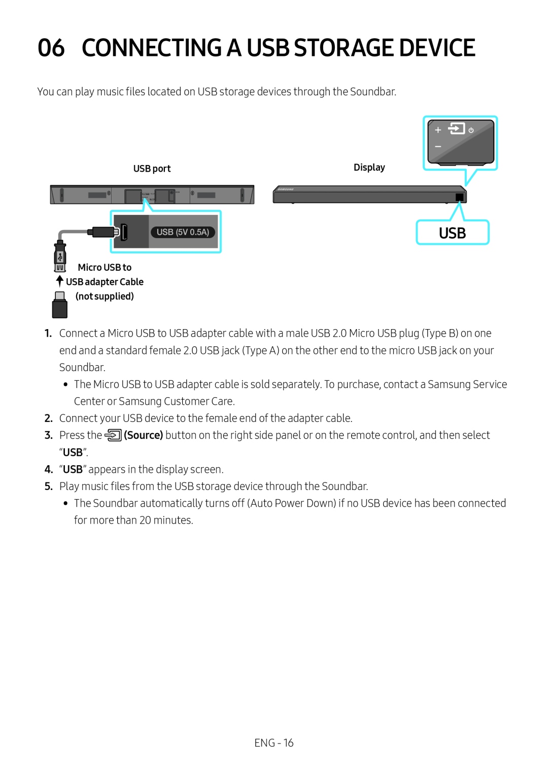 06 CONNECTING A USB STORAGE DEVICE Standard HW-R550