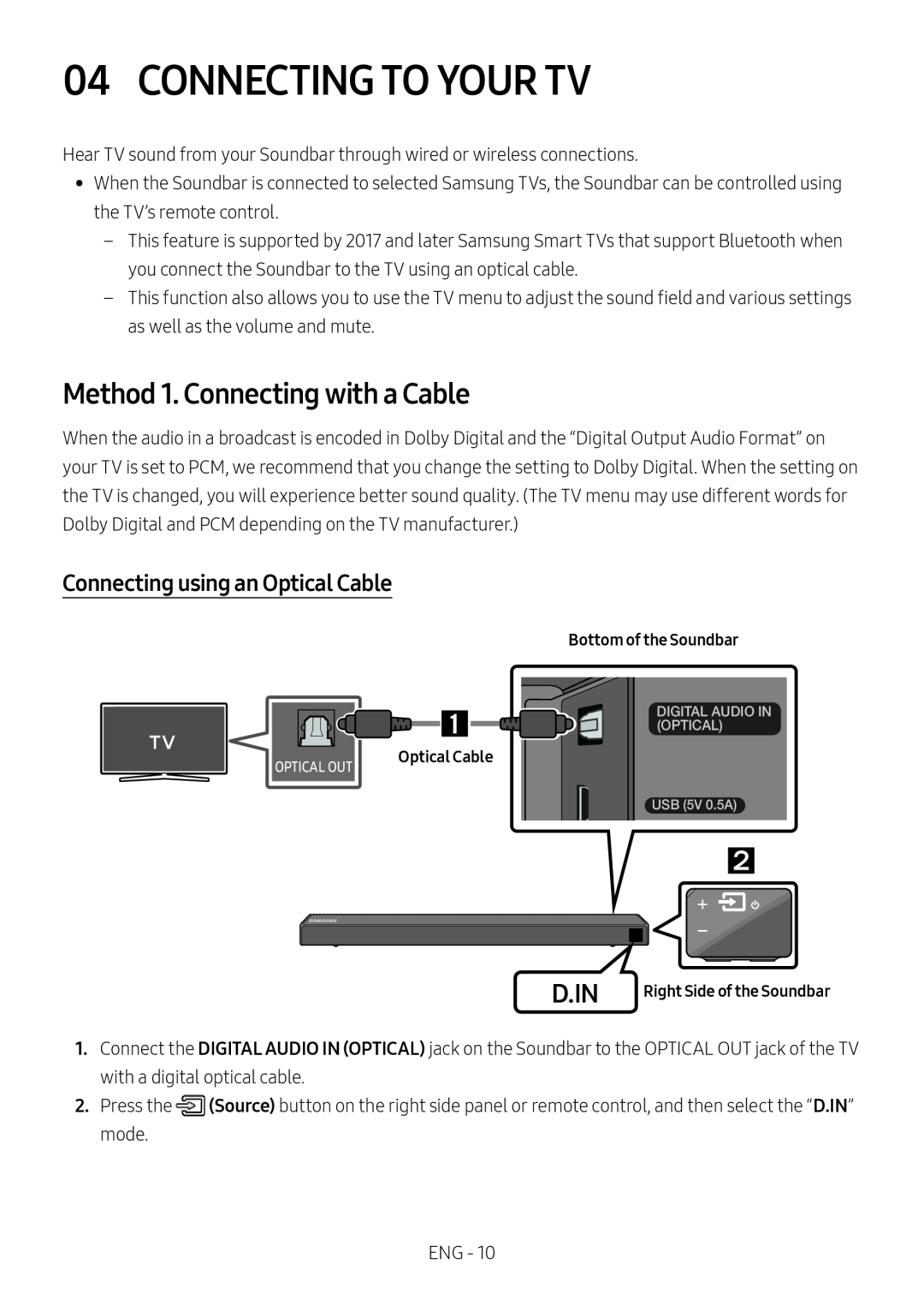 Method 1. Connecting with a Cable Standard HW-R550