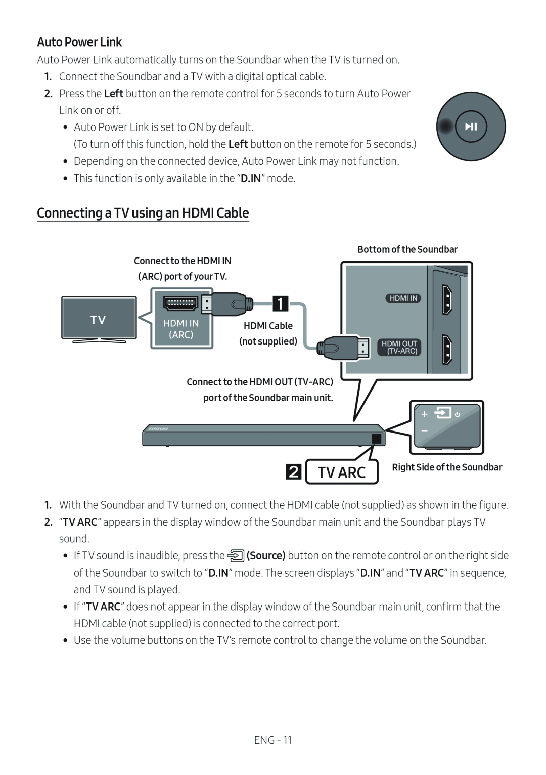 Auto Power Link Connecting a TV using an HDMI Cable