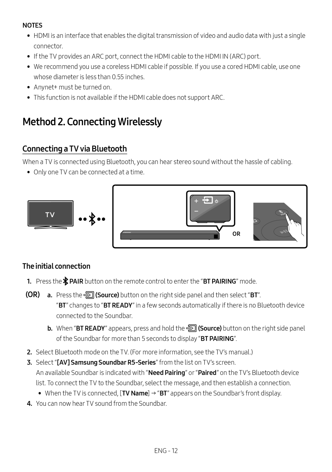 The initial connection Standard HW-R550