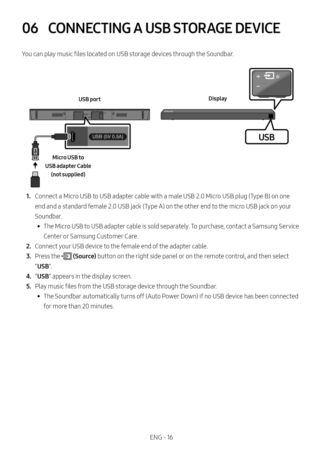 06 CONNECTING A USB STORAGE DEVICE Standard HW-R550