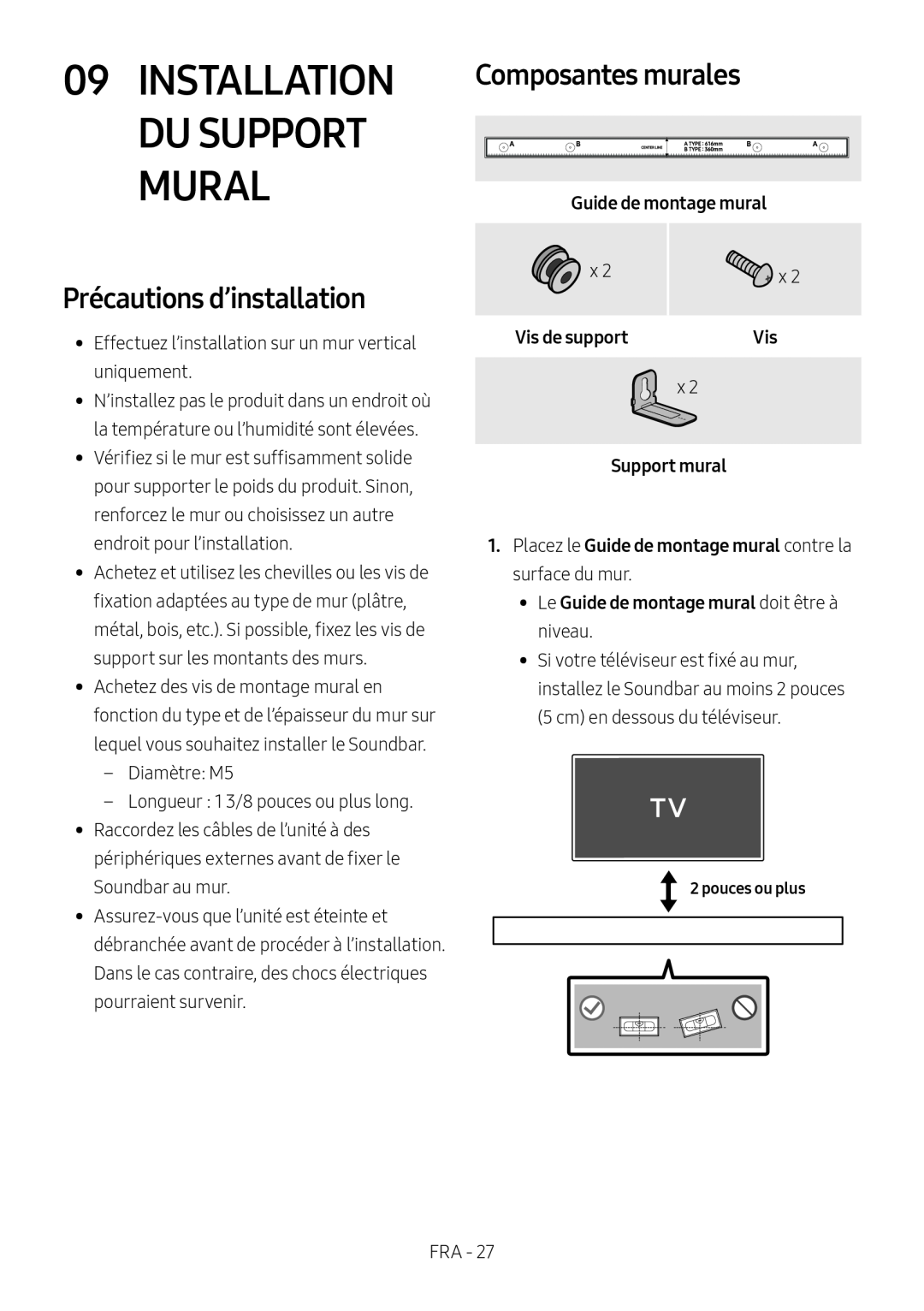 Précautions d’installation Standard HW-R550