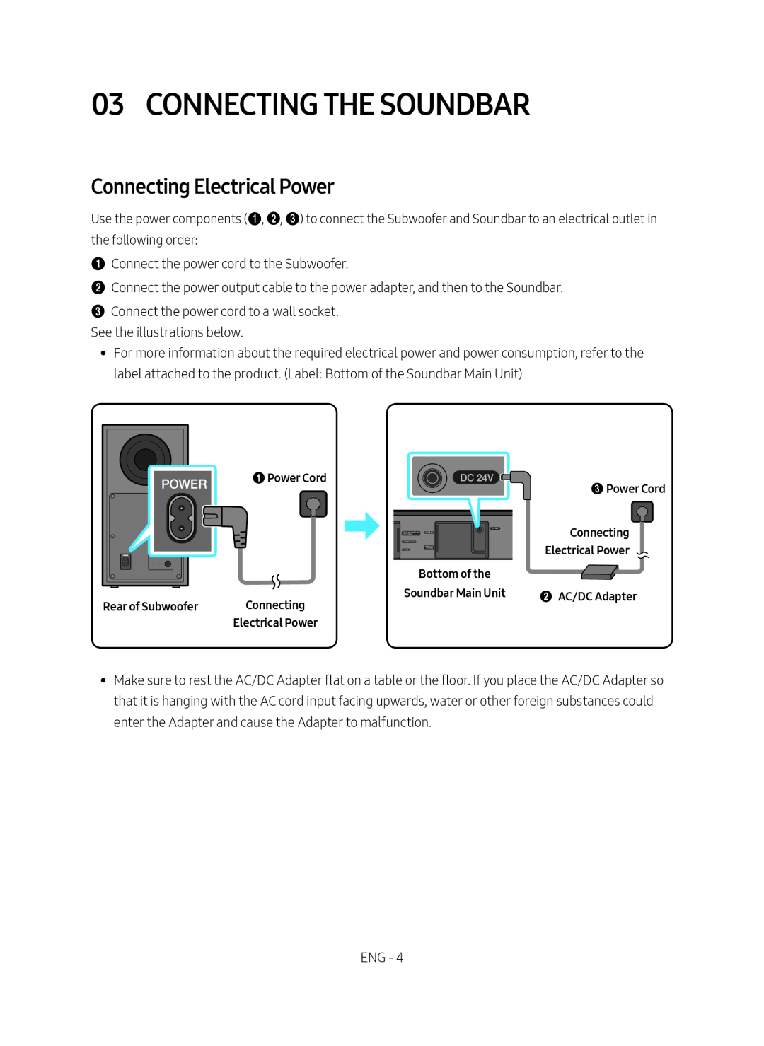 Connecting Electrical Power Standard HW-R550