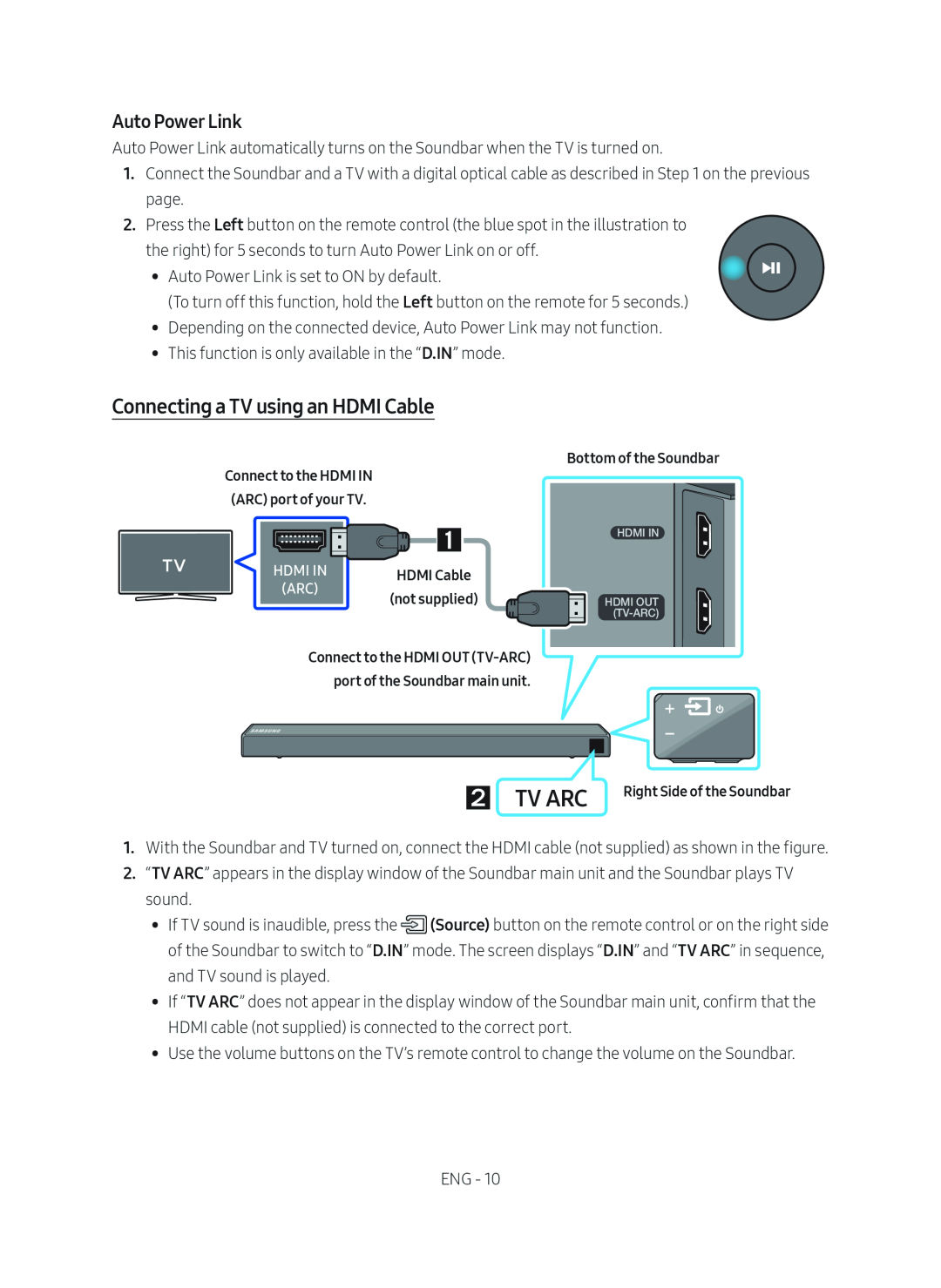 Connecting a TV using an HDMI Cable Standard HW-R550