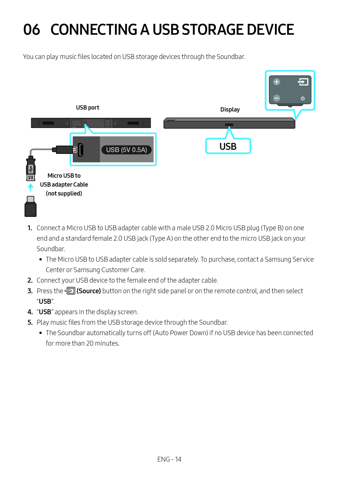 06 CONNECTING A USB STORAGE DEVICE Standard HW-R450