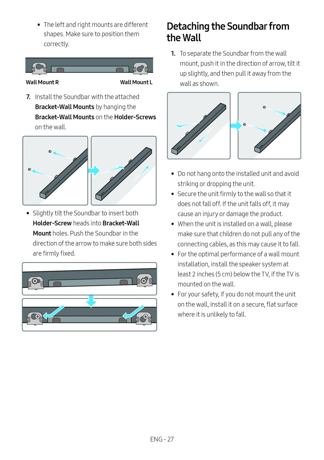 Detaching the Soundbar from the Wall Standard HW-R450