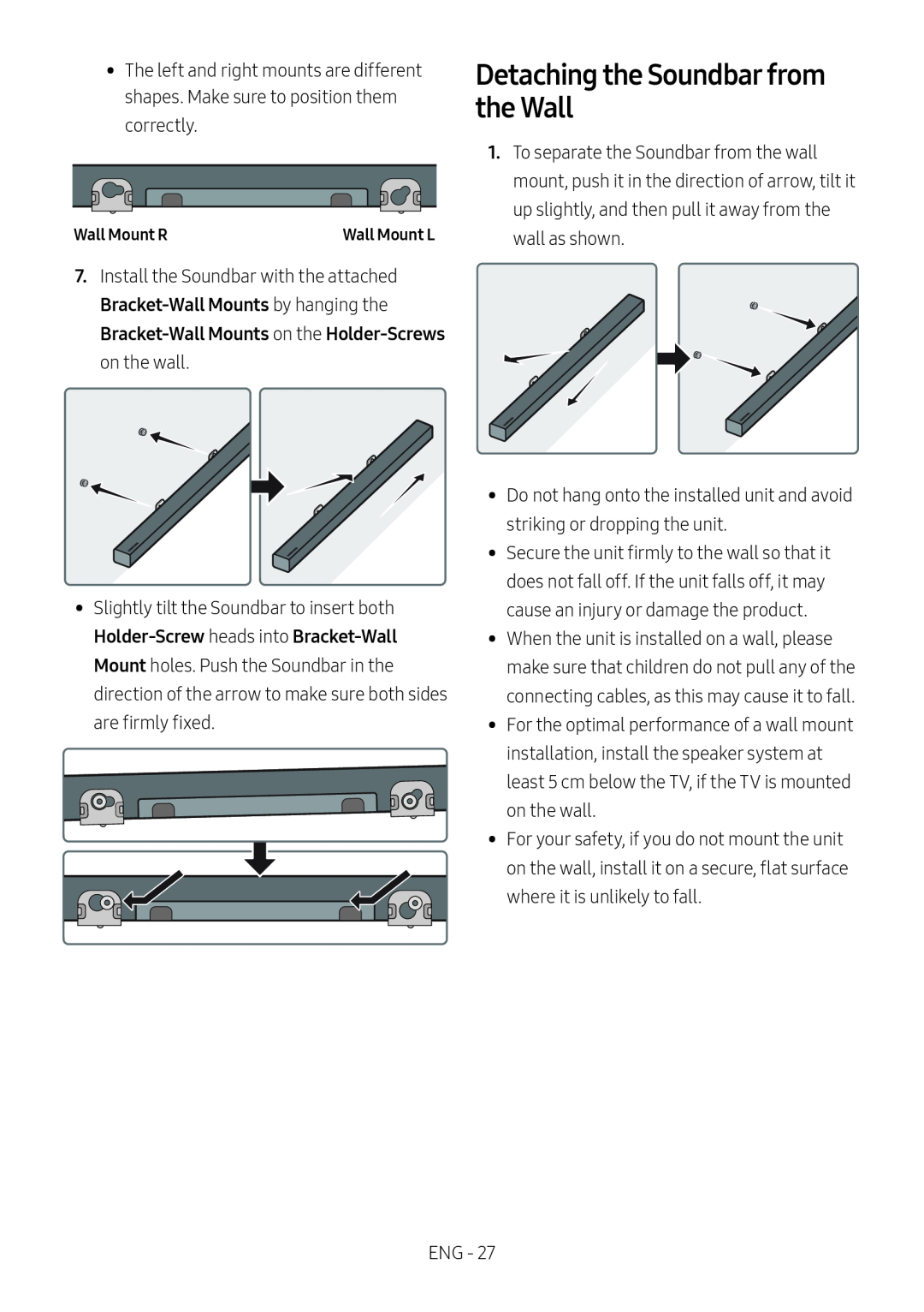 Detaching the Soundbar from the Wall Standard HW-R450