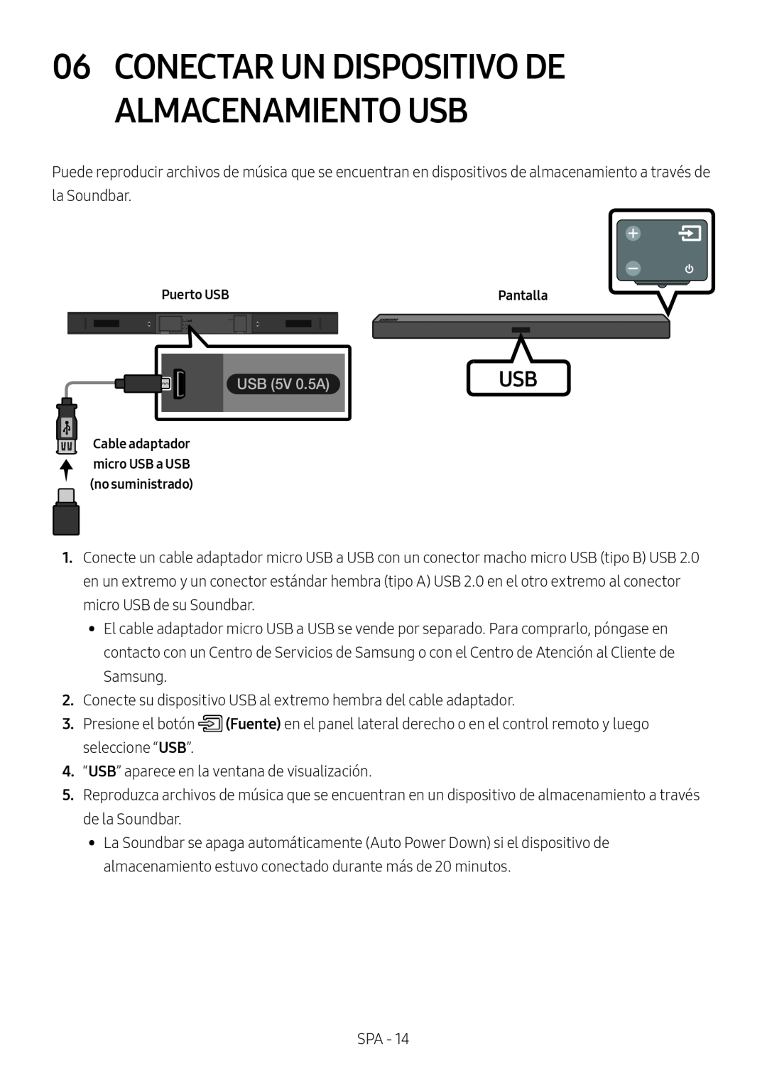 06CONECTAR UN DISPOSITIVO DE ALMACENAMIENTO USB Standard HW-R450