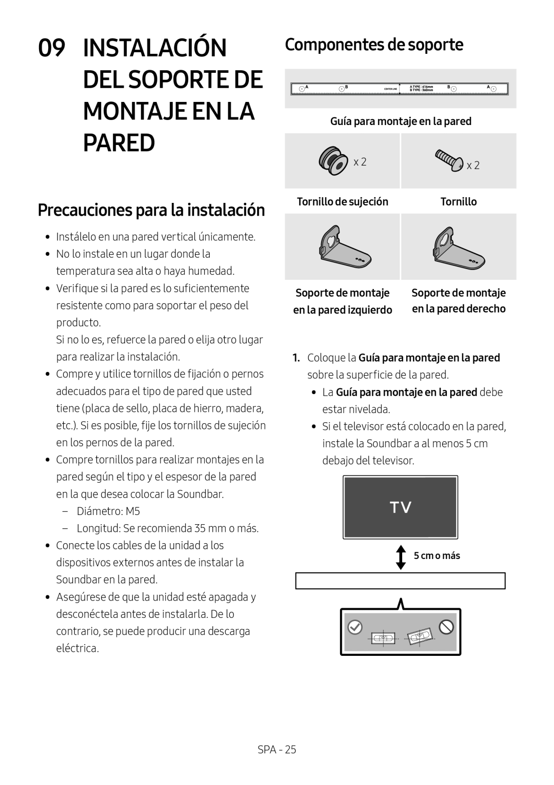 09INSTALACIÓN DEL SOPORTE DE MONTAJE EN LA PARED Standard HW-R450