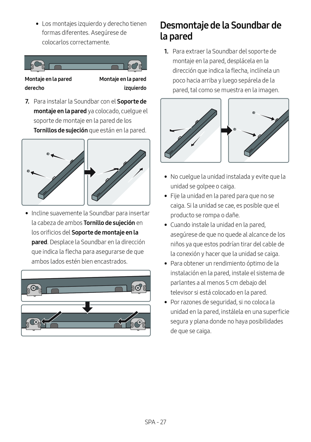 Desmontaje de la Soundbar de la pared Standard HW-R450