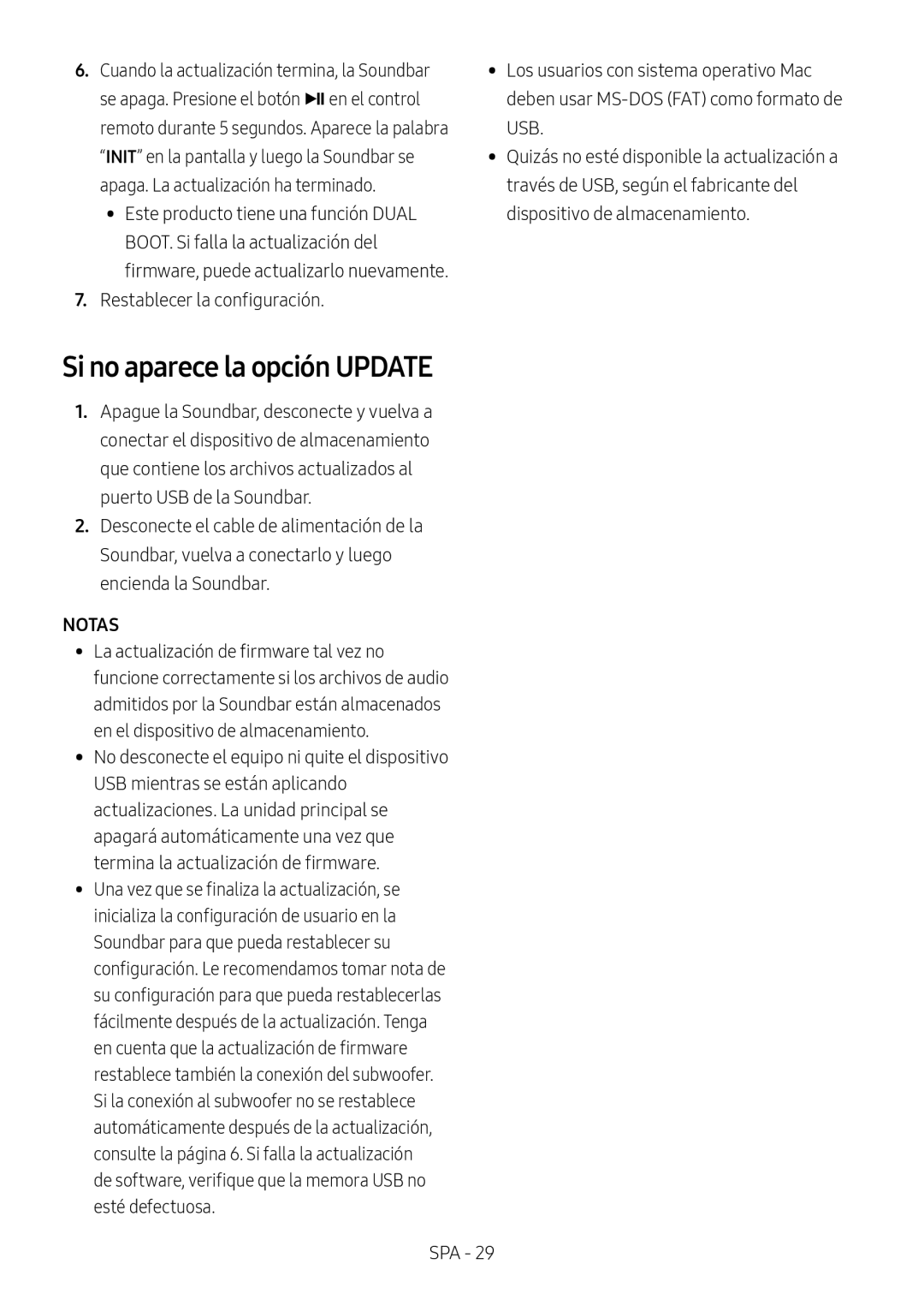 Si no aparece la opción UPDATE