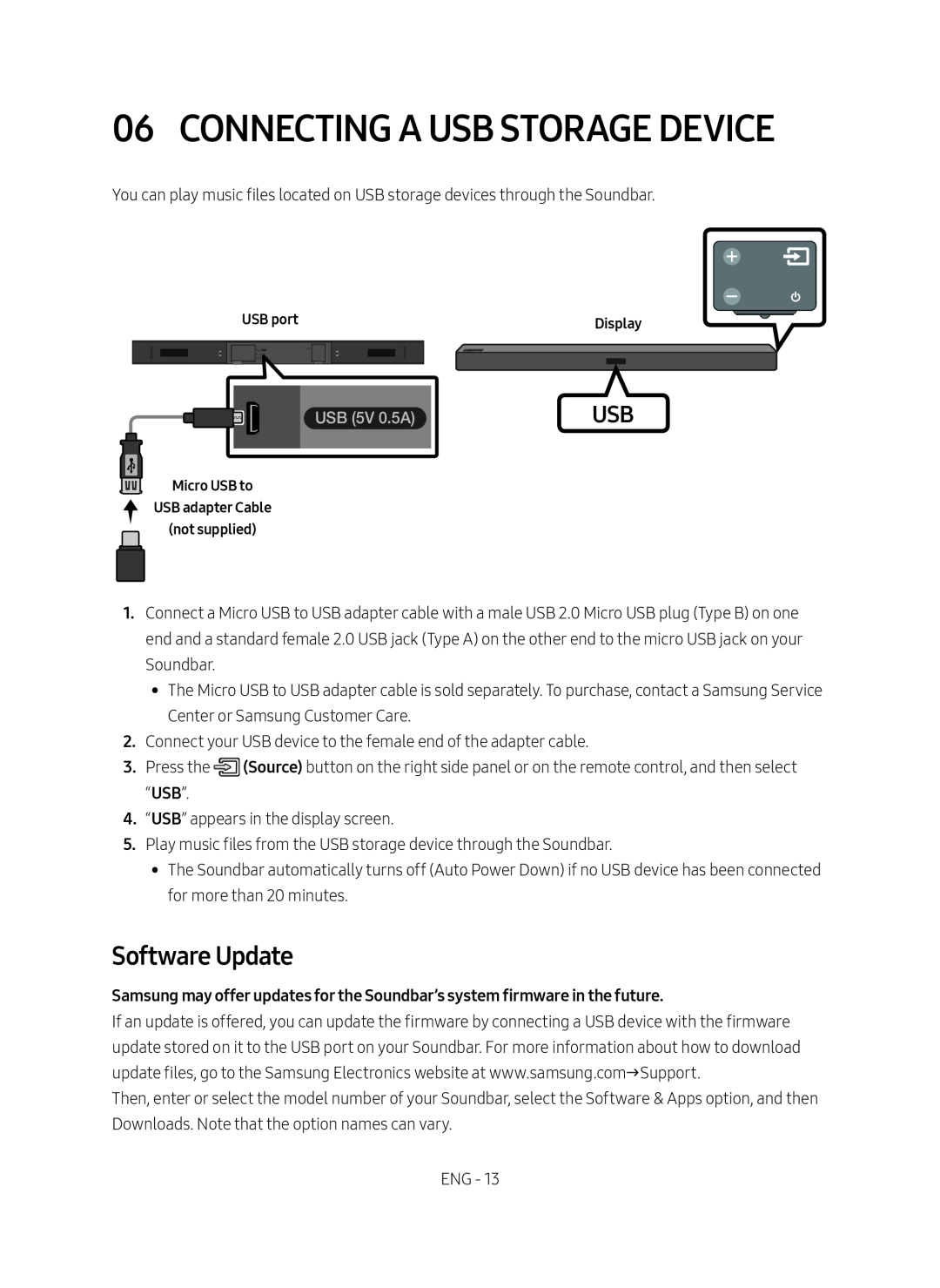 Software Update 06 CONNECTING A USB STORAGE DEVICE