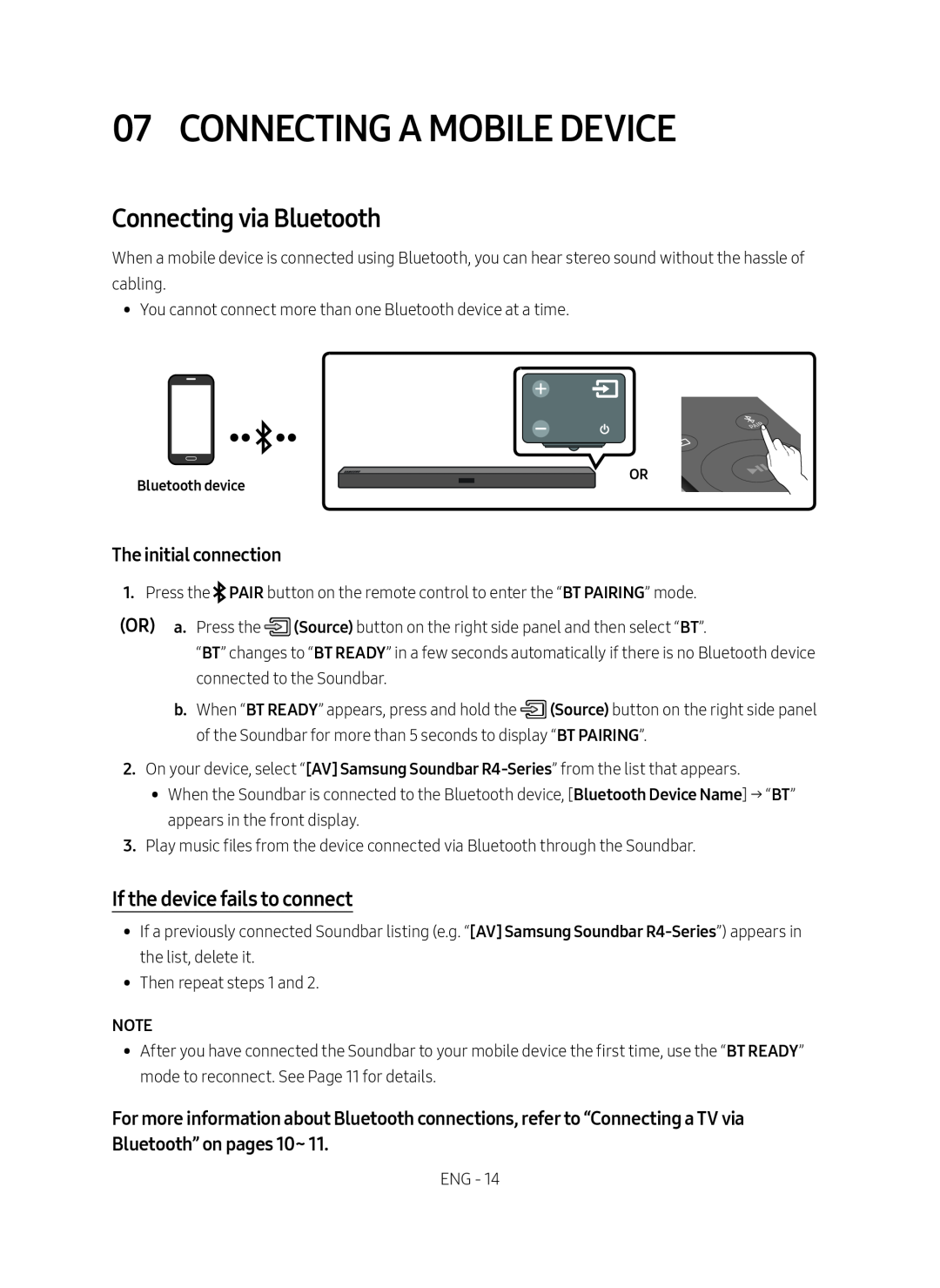 Connecting via Bluetooth Standard HW-R450