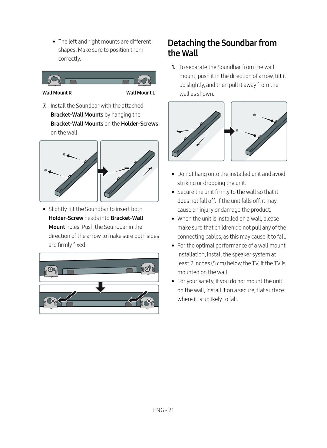 Detaching the Soundbar from the Wall Standard HW-R450