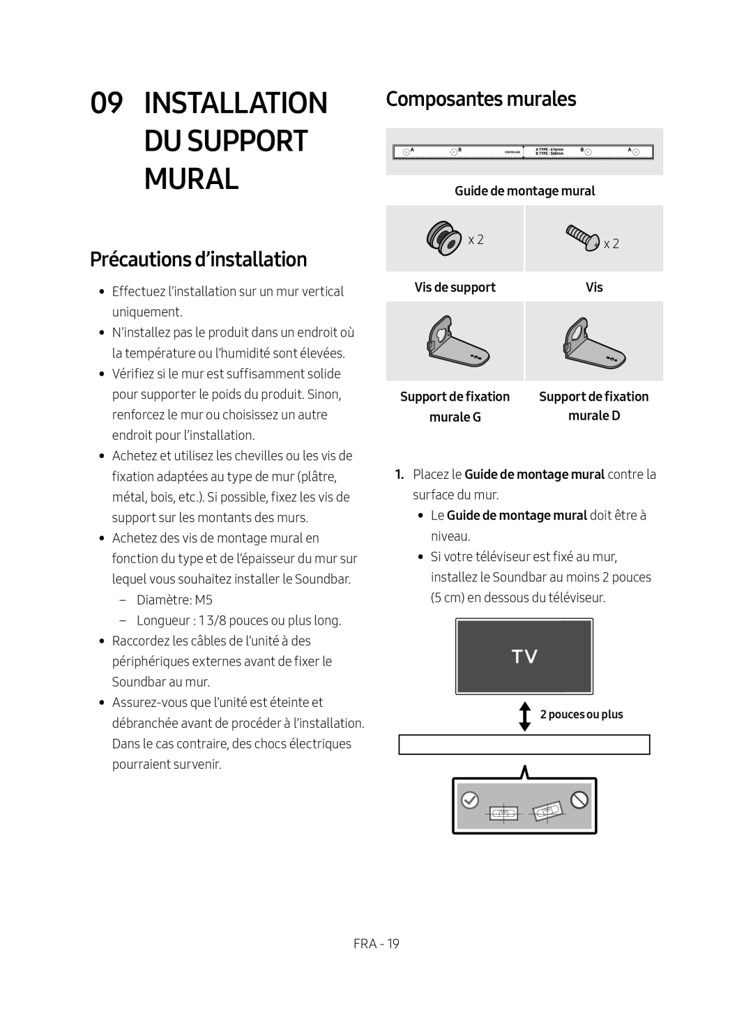 09INSTALLATION DU SUPPORT MURAL Standard HW-R450