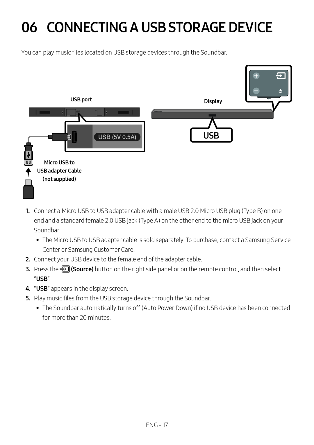 06 CONNECTING A USB STORAGE DEVICE Standard HW-R47M